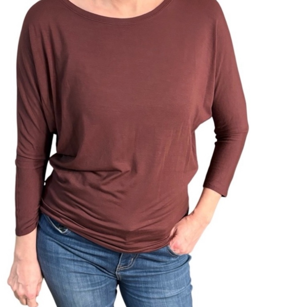 NWT Tahari Women’s XS Burgandy Dolman 3/4” Sleeve Top Eco-friendly, Breathable